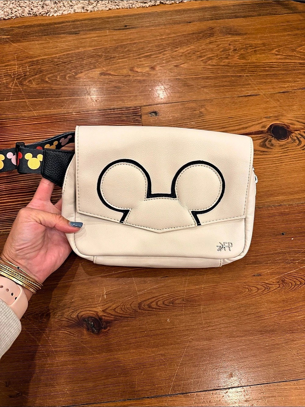 Freshly Picked Disney Mickey Mouse Cream & Black Crossbody Bag